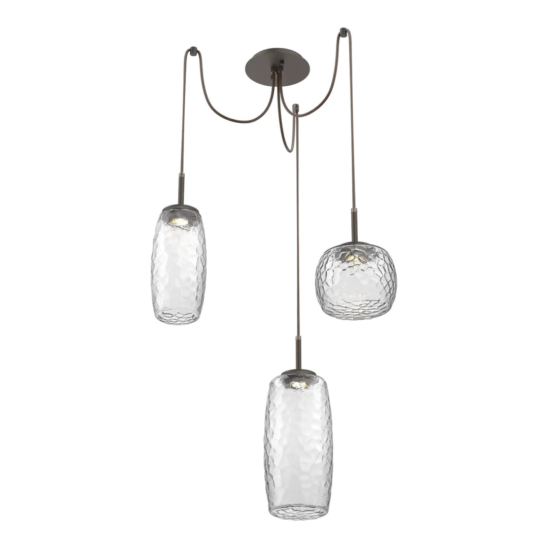 Vessel Swag Chandelier by Hammerton Studio in Flat Bronze with Clear glass on adjustable cord (3 Lights)