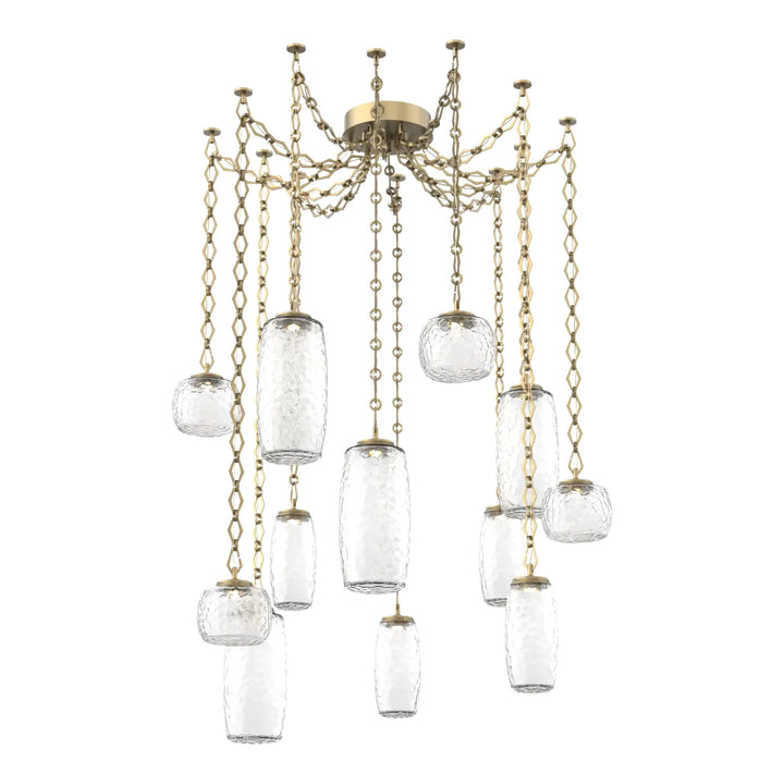 Vessel Swag Chandelier by Hammerton Studio in Gilded Brass with Clear glass on Diamond Chain (12 Lights)