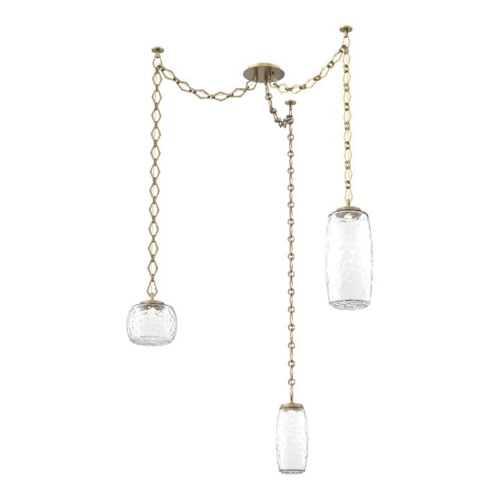 Vessel Swag Chandelier by Hammerton Studio in Gilded Brass with Clear glass on Diamond Chain (3 Lights)