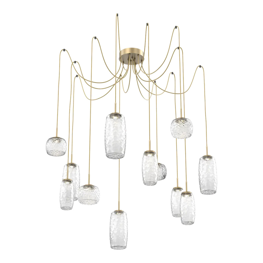 Vessel Swag Chandelier by Hammerton Studio in Gilded Brass with Clear glass on adjustable cord (12 Lights)