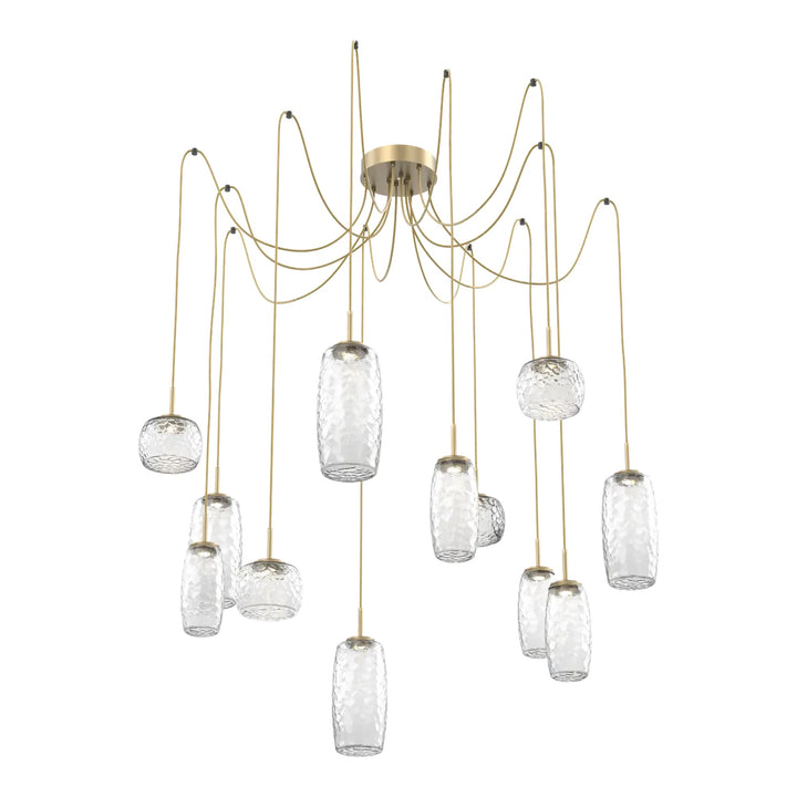 Vessel Swag Chandelier by Hammerton Studio in Gilded Brass with Clear glass on adjustable cord (12 Lights)