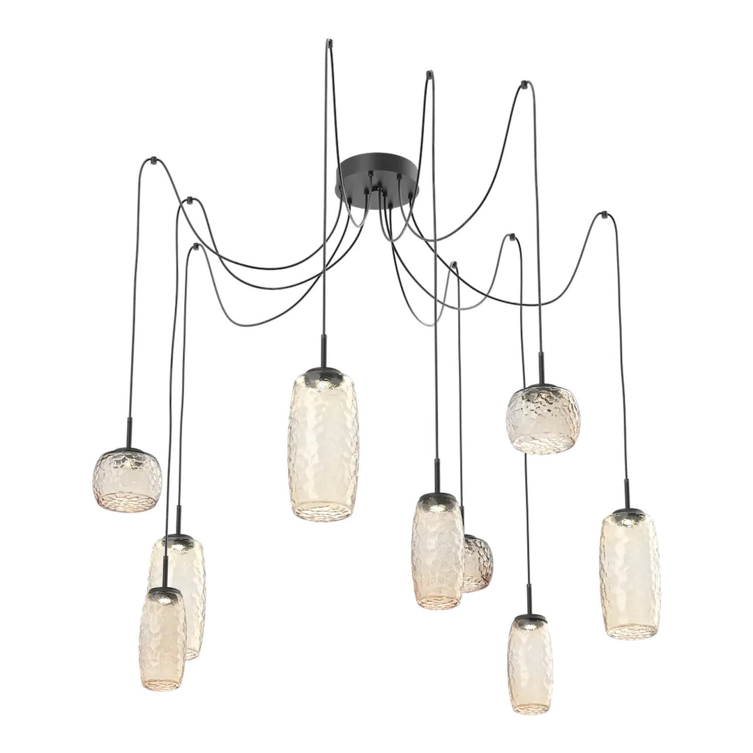 Vessel Swag Chandelier by Hammerton Studio in Matte Black with Amber glass