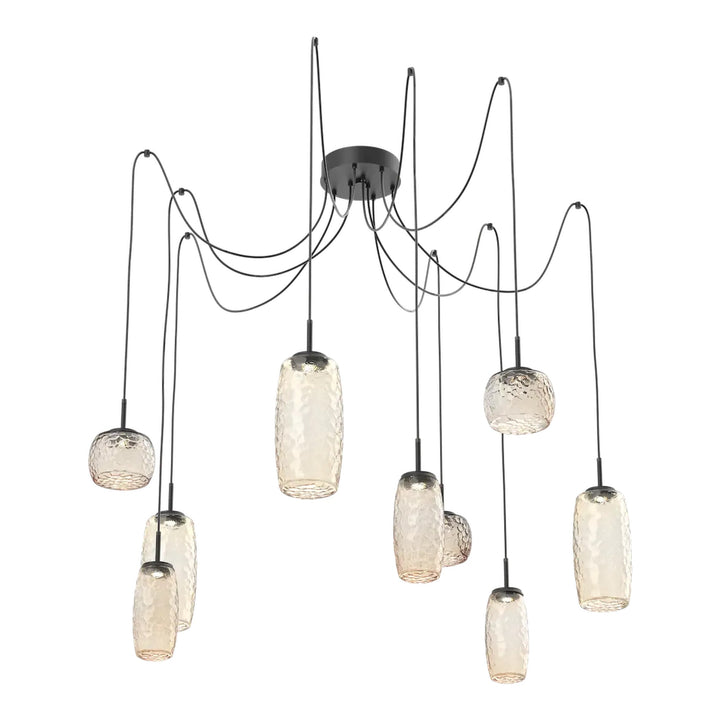 Vessel Swag Chandelier by Hammerton Studio in Matte Black with Amber glass