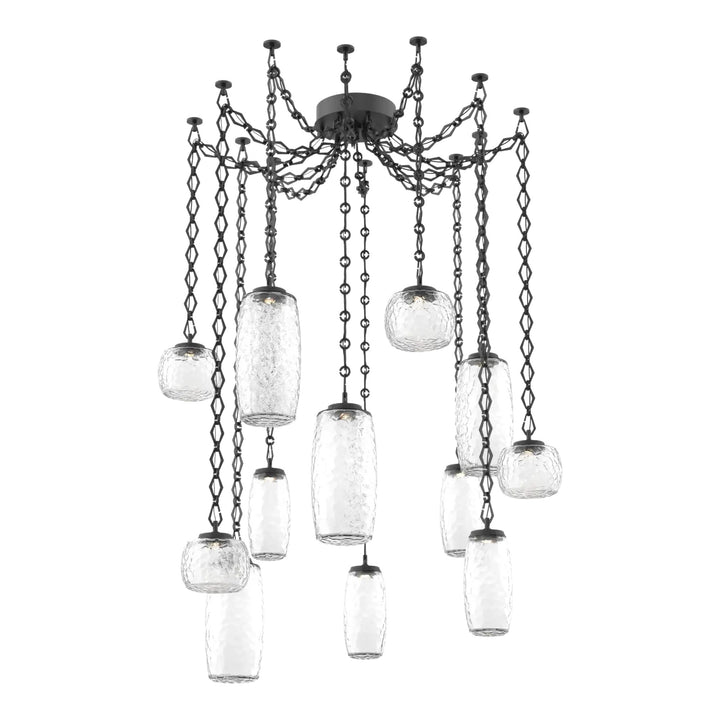 Vessel Swag Chandelier by Hammerton Studio in Matte Black with Clear glass on Diamond Chain (12 Lights)