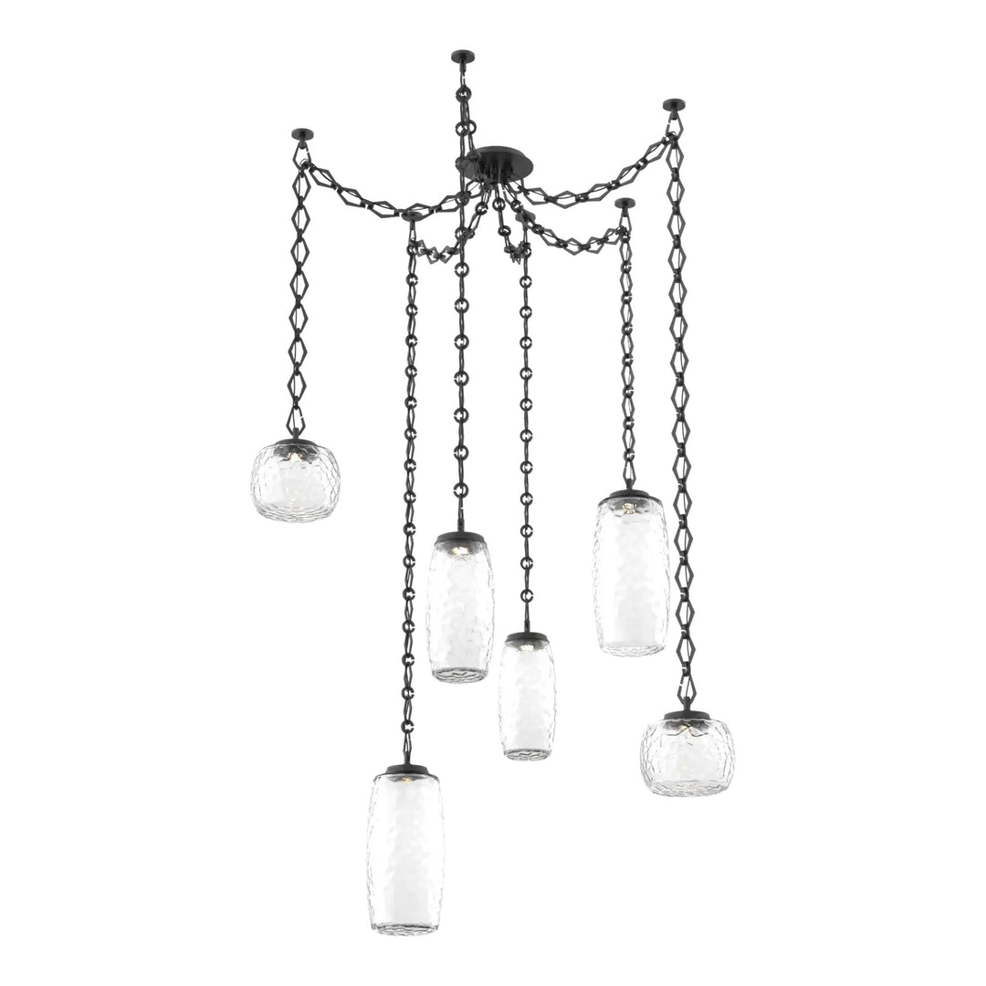Vessel Swag Chandelier by Hammerton Studio in Matte Black with Clear glass on Diamond Chain (6 Lights)