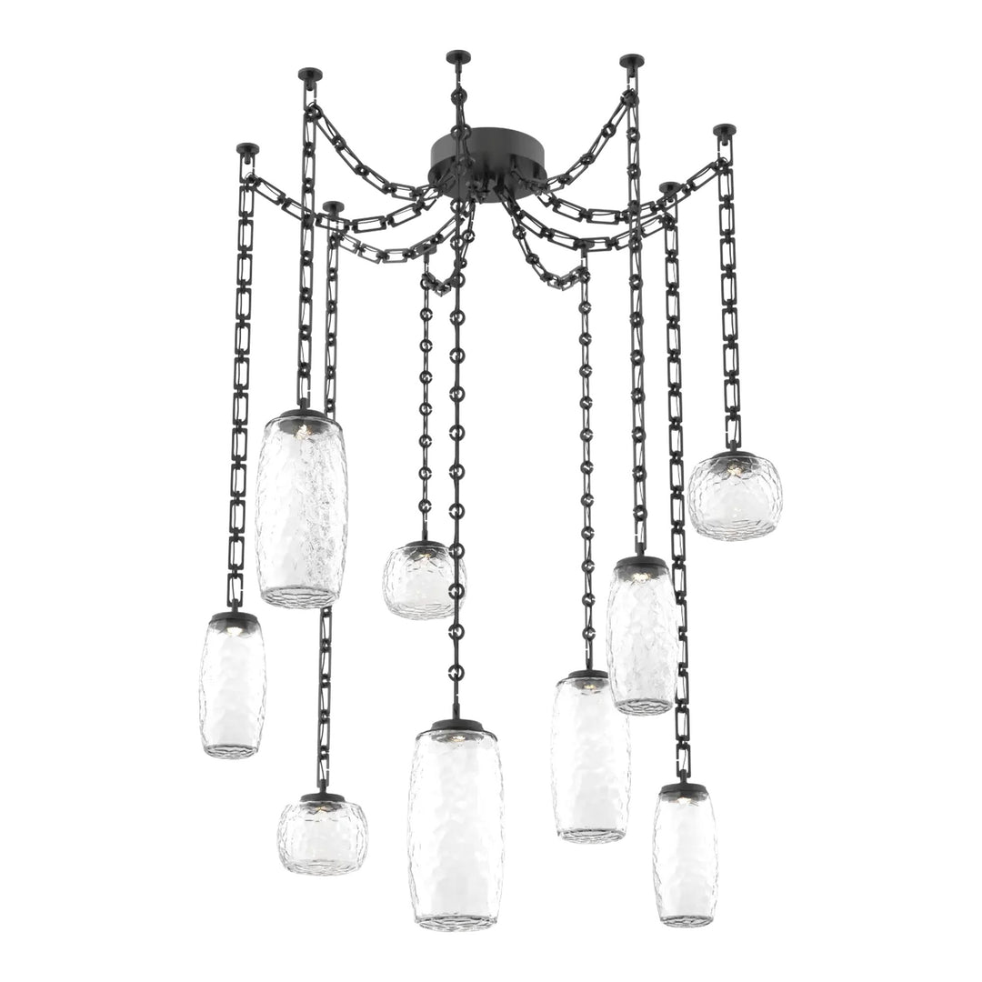 Vessel Swag Chandelier by Hammerton Studio in Matte Black on Rectangular Chain