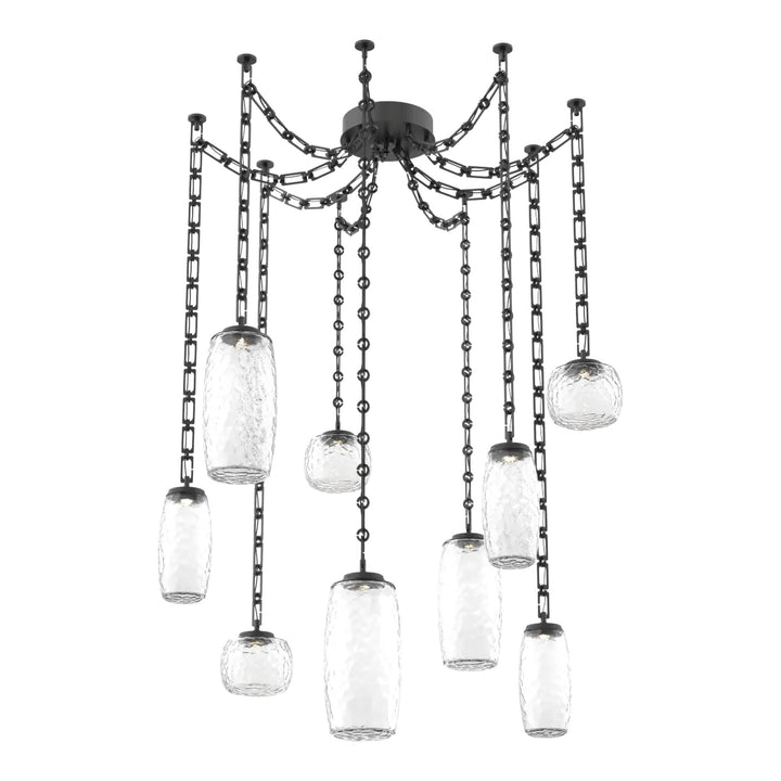 Vessel Swag Chandelier by Hammerton Studio in Matte Black on Rectangular Chain