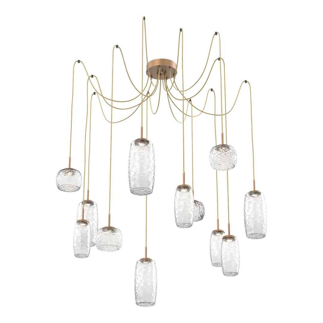 Vessel Swag Chandelier by Hammerton Studio in Novel Brass with Clear glass on adjustable cord (12 Lights)