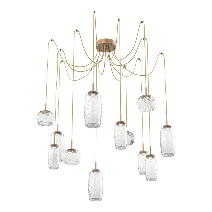 Vessel Swag Chandelier by Hammerton Studio in Novel Brass with Clear glass on adjustable cord (12 Lights)