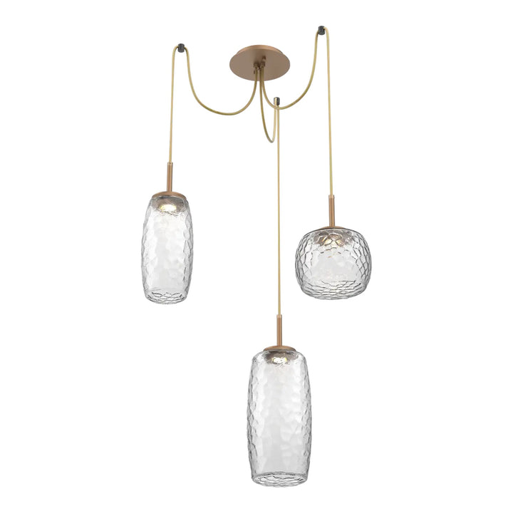 Vessel Swag Chandelier by Hammerton Studio in Novel Brass with Clear glass on adjustable cord (3 Lights)