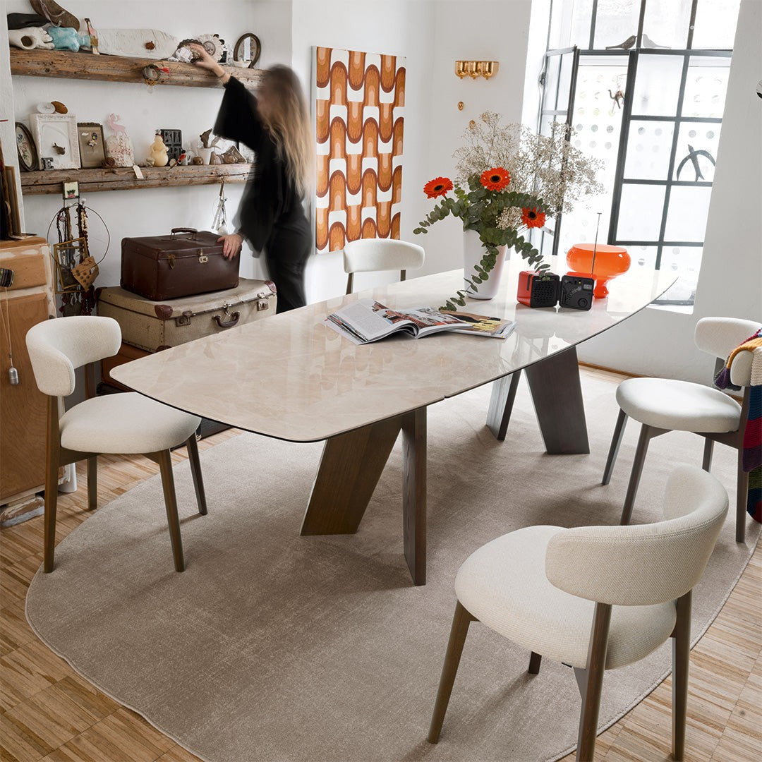 Victor Barrel Extendable Dining Table by Connubia in a styled interior