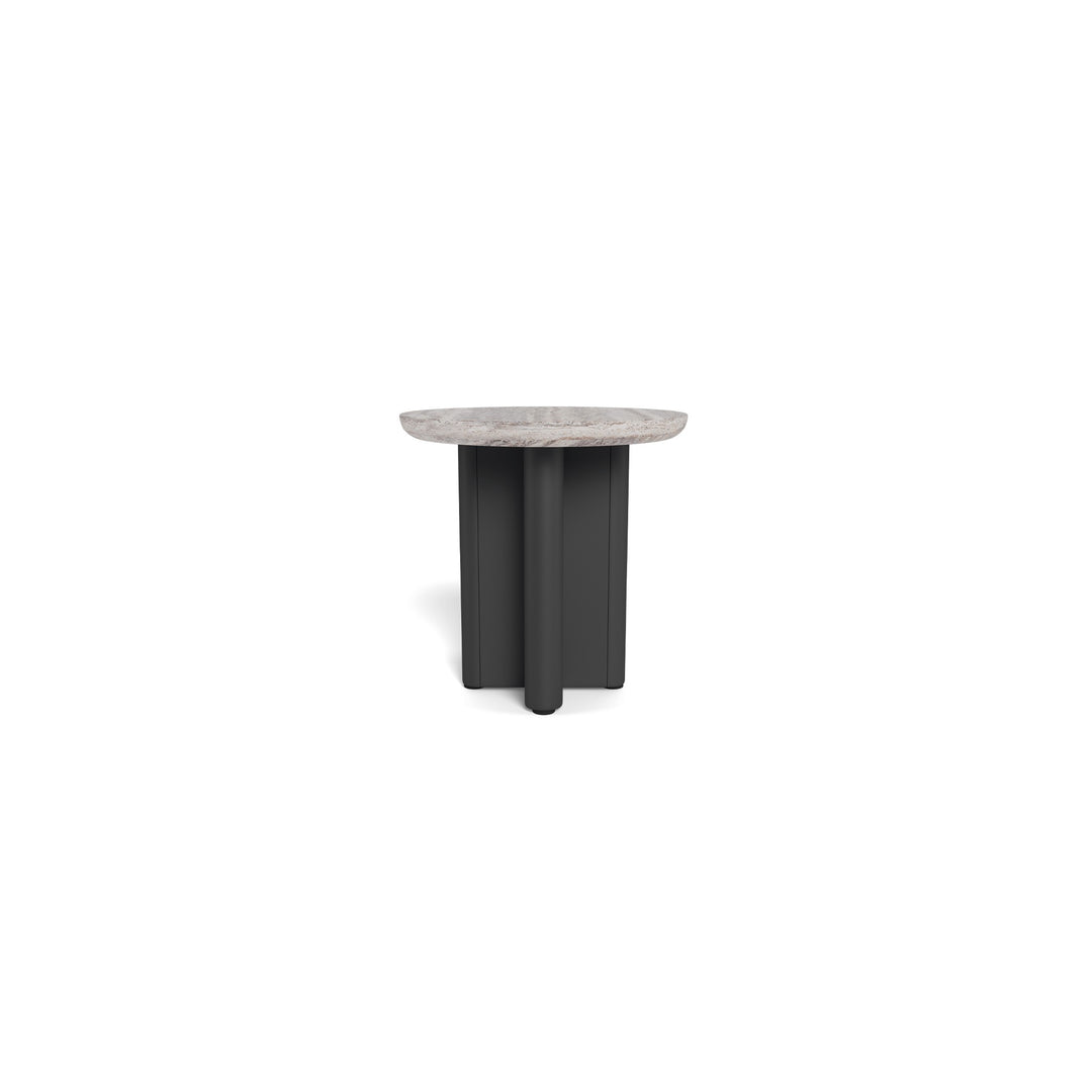 Victoria Aluminum Round Side Table by Harbour in Aluminum Asteroid