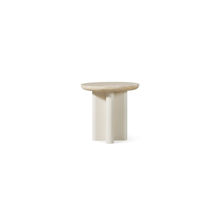 Victoria Aluminum Round Side Table by Harbour in Aluminum Bone