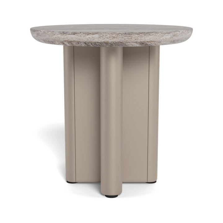Victoria Aluminum Round Side Table by Harbour in Aluminum Taupe