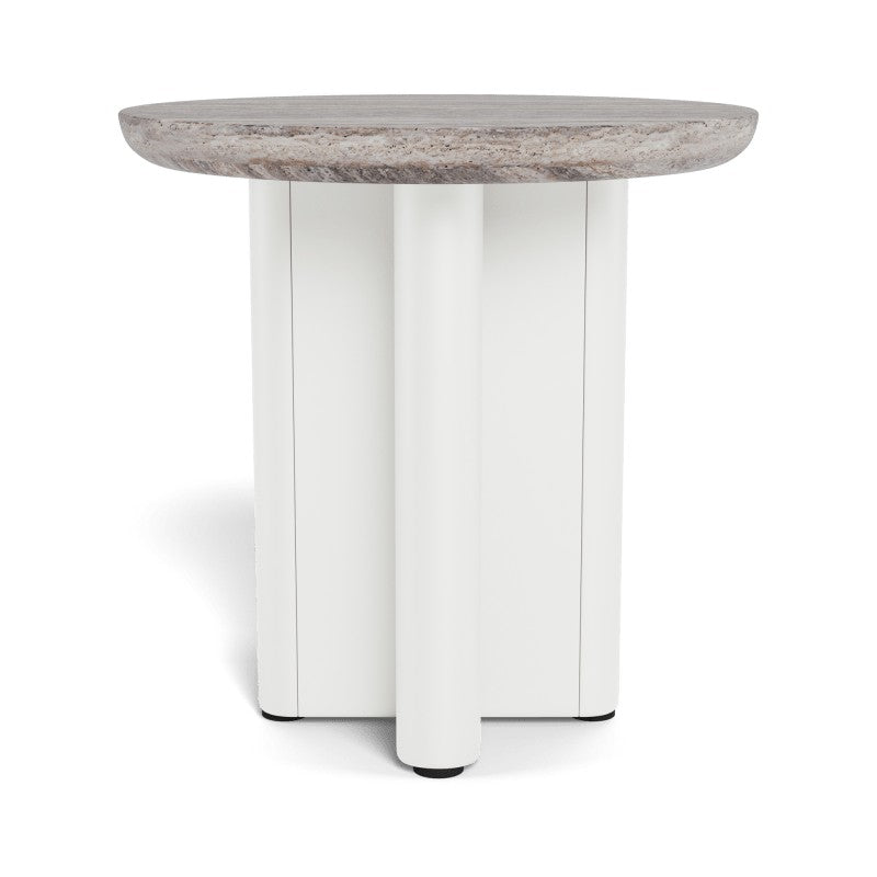 Victoria Aluminum Round Side Table by Harbour in Aluminum White