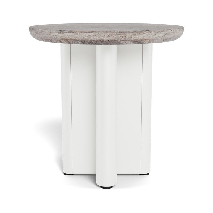 Victoria Aluminum Round Side Table by Harbour in Aluminum White