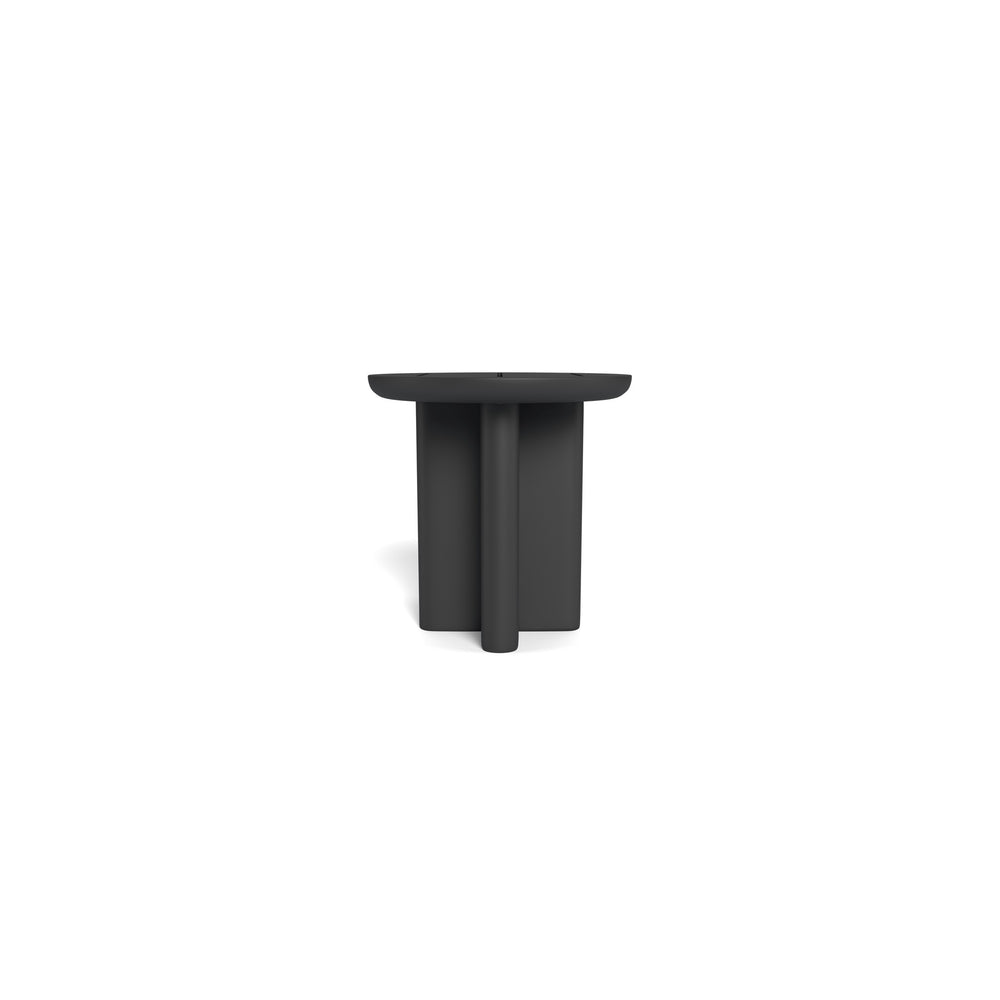 Victoria Aluminum Round Slatted Side Table by Harbour in Aluminum Asteroid