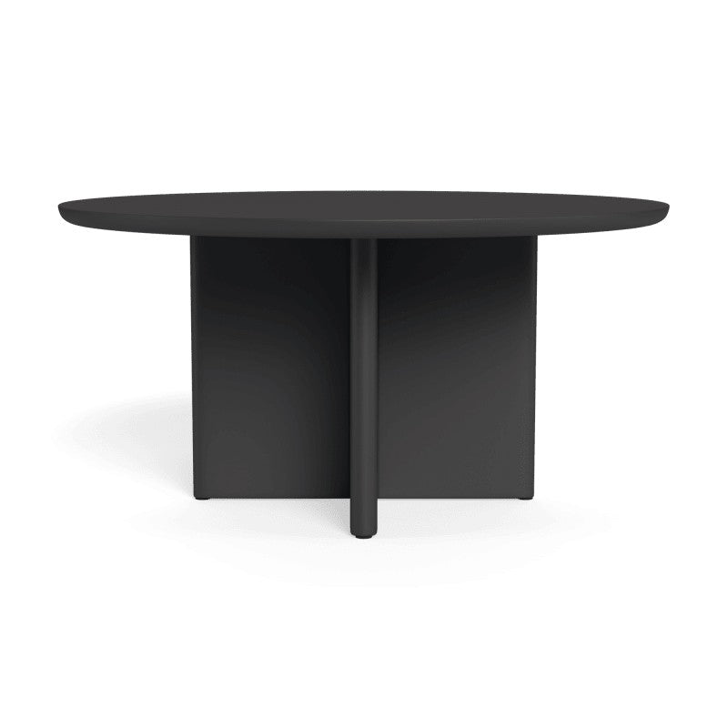 Victoria Aluminum Slatted Round Dining Table 60" by Harbour in Aluminum Asteroid