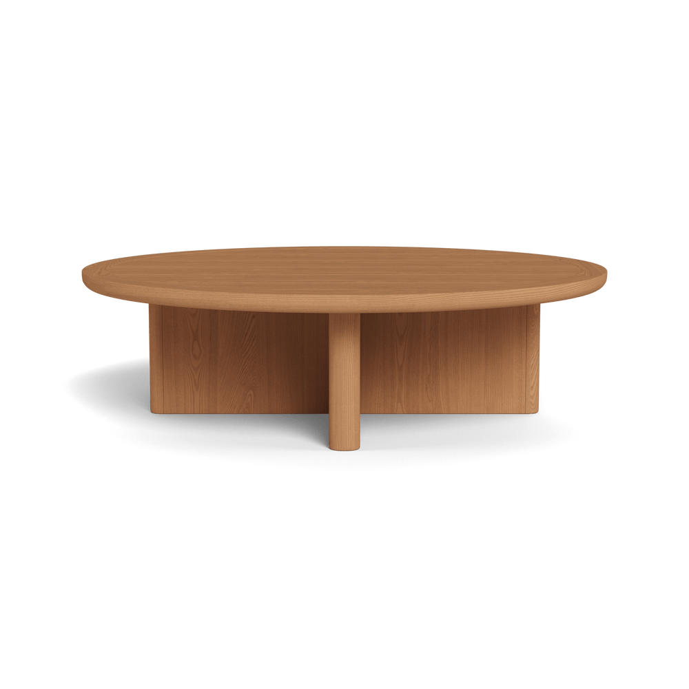 Victoria Teak Round Slatted Coffee Table by Harbour in Teak Natural