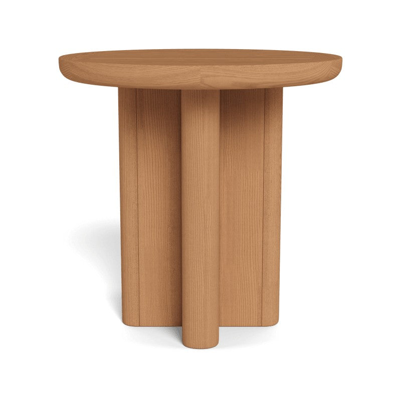 Victoria Teak Round Slatted Side Table by Harbour in Teak Natural