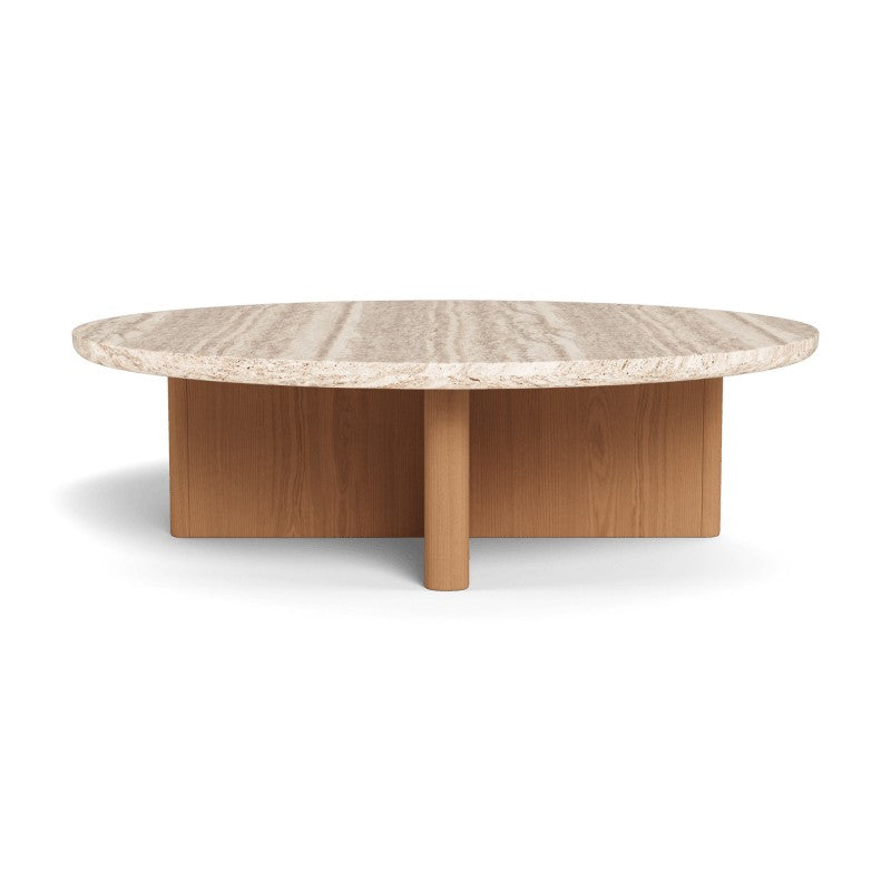 Victoria Teak Round Stone Coffee Table by Harbour in Teak Natural