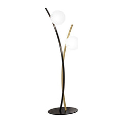 Eforma Vida floor lamp with a branching metal frame and white glass spheres, shown on white