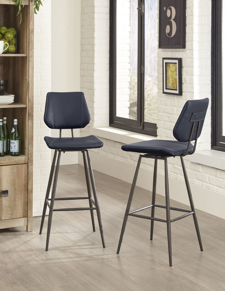 Vinson Modern Swivel Bar Stool in Cobalt — lifestyle photo