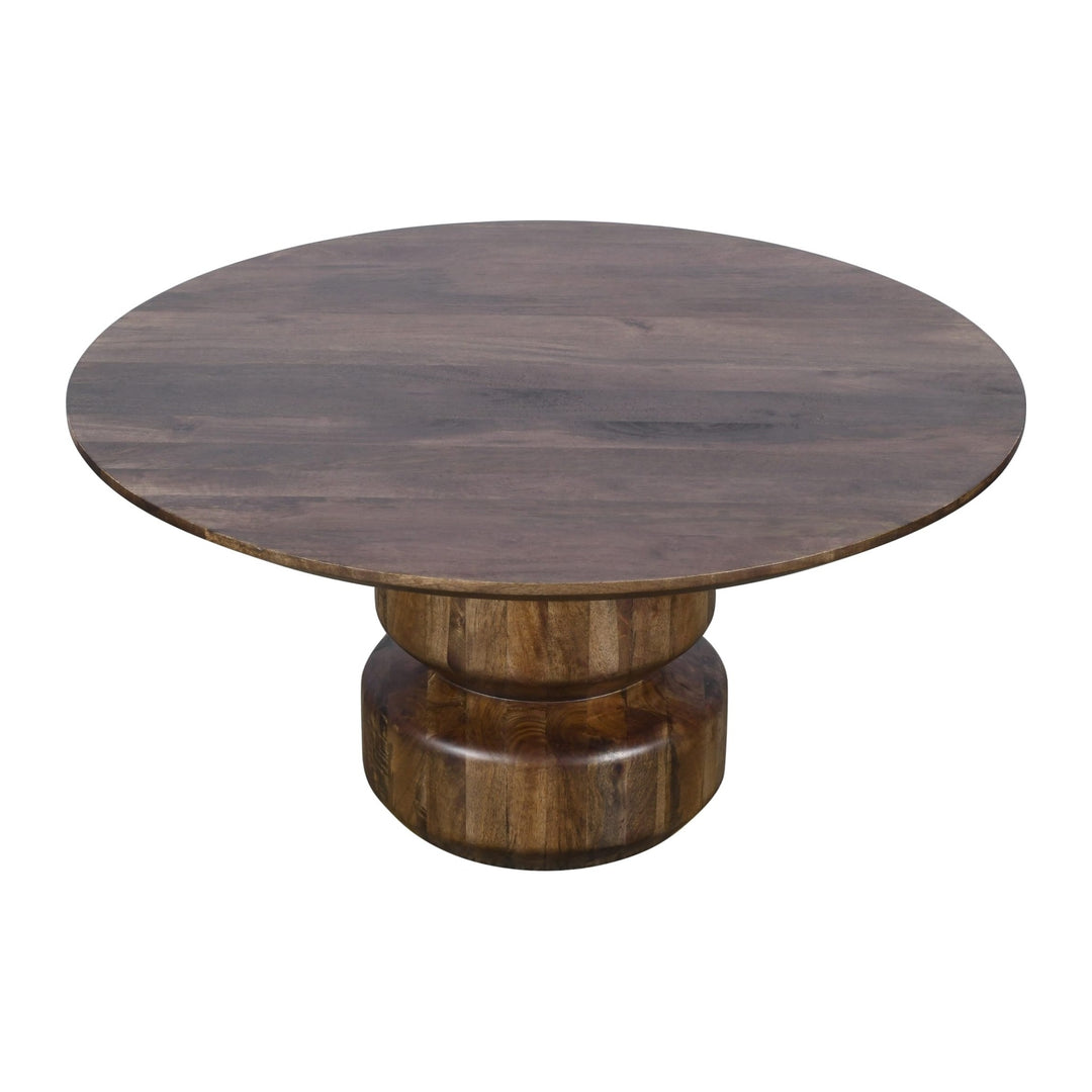 Virton Solid Wood Round Coffee Table by Modus in Smoked Brown — product view on a white background