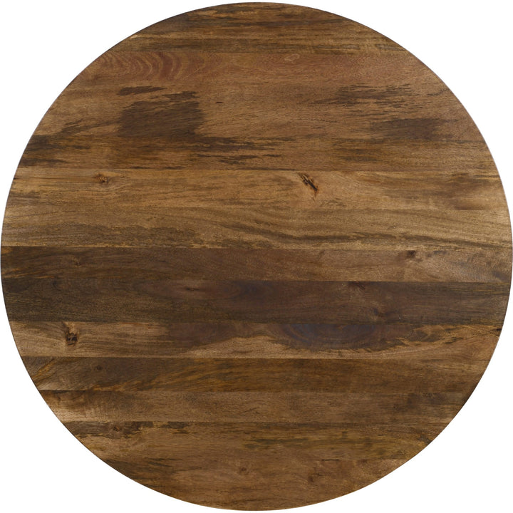 Virton Solid Wood Round Coffee Table in Smoked Brown — product view on a white background