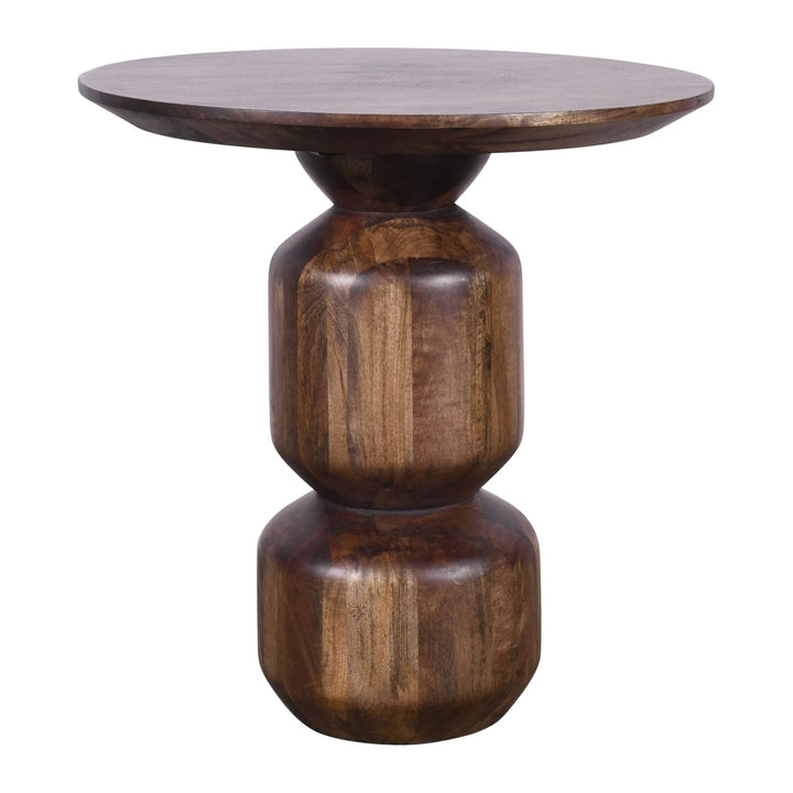 Virton Solid Wood Round End Table by Modus in Smoked Brown — product view on a white background
