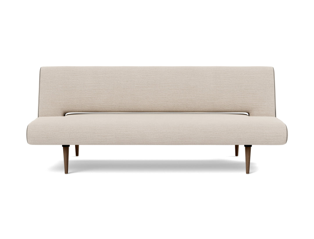 Unfurl Sleeper Sofa by Innovation Living in Blida Sand Grey, sofa position, front view on white