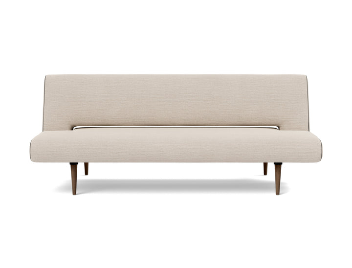 Unfurl Sleeper Sofa by Innovation Living in Blida Sand Grey, sofa position, front view on white