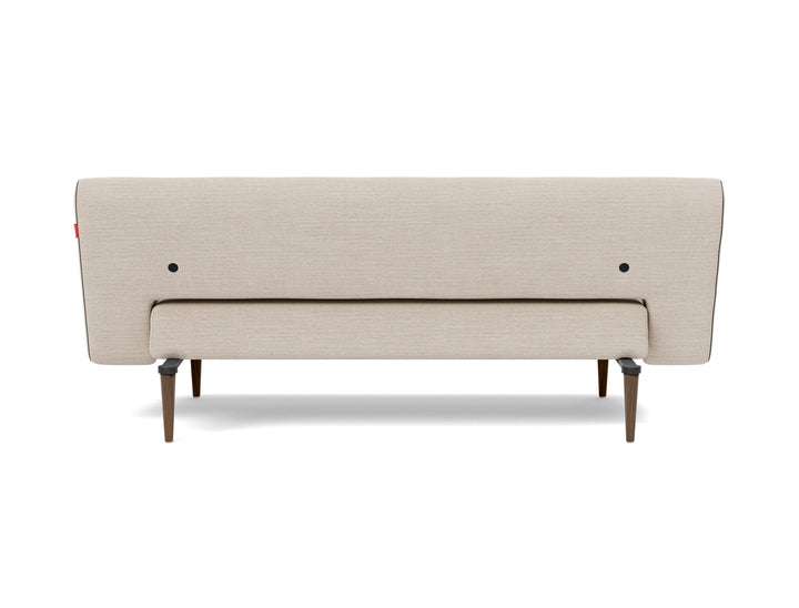 Unfurl Sleeper Sofa by Innovation Living in Blida Sand Grey, sofa position, back view on white
