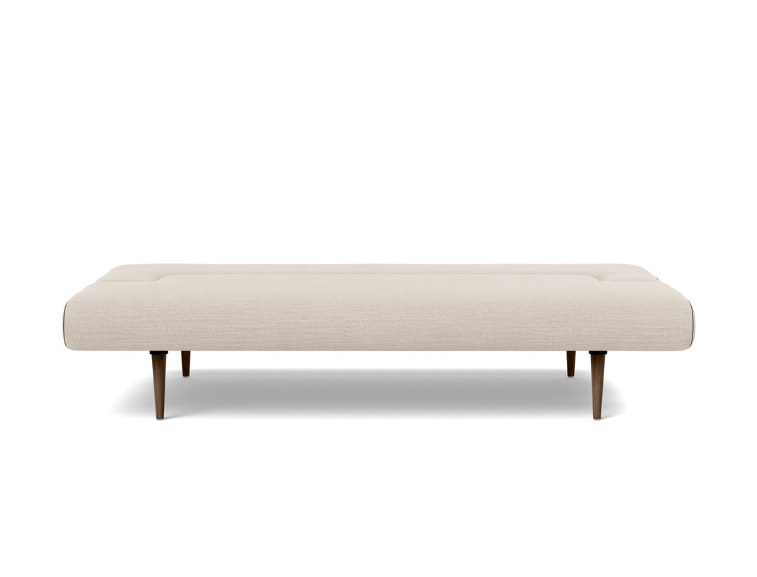 Unfurl Sleeper Sofa by Innovation Living in Blida Sand Grey, bed position, front view on white