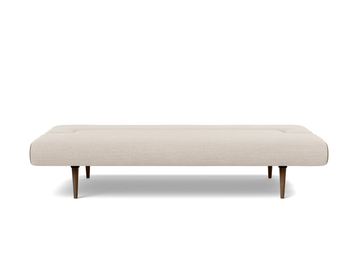 Unfurl Sleeper Sofa by Innovation Living in Blida Sand Grey, bed position, front view on white