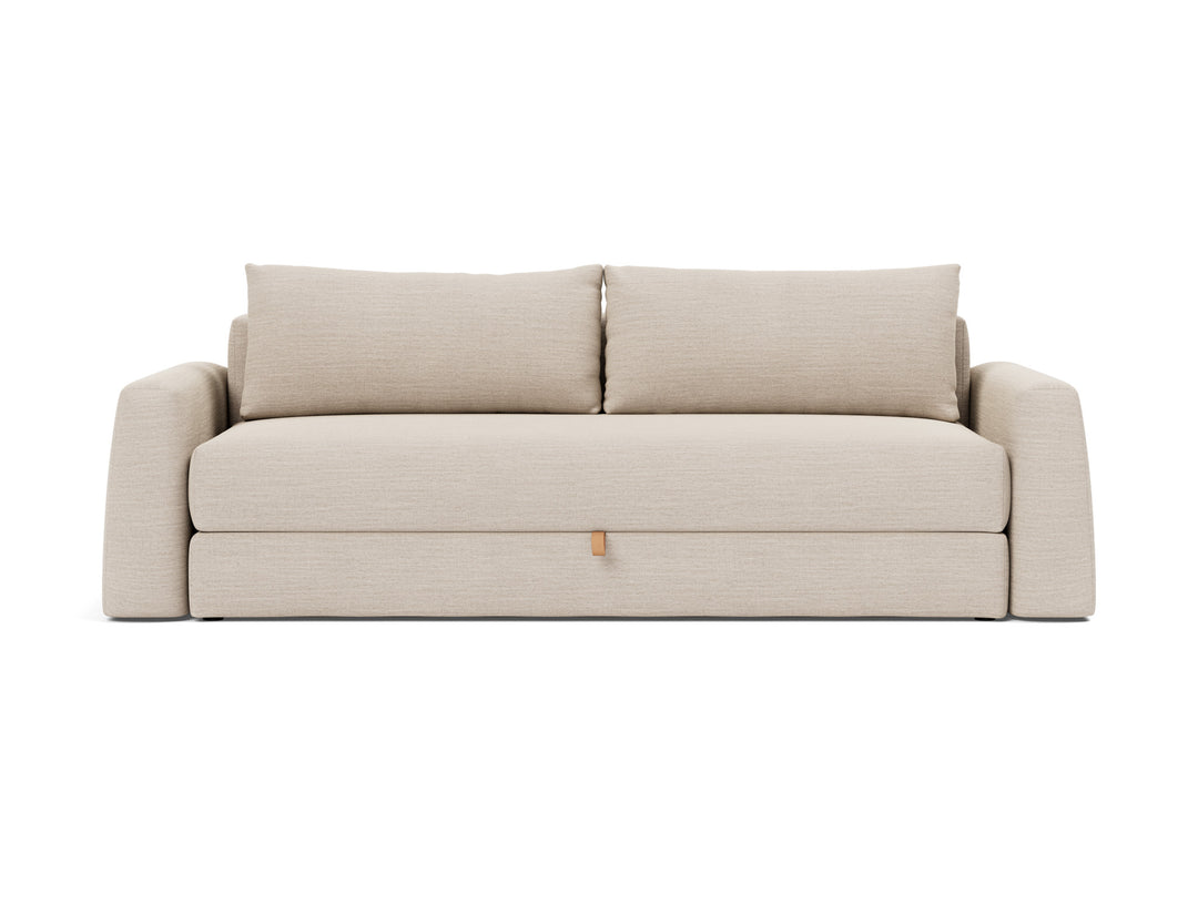 Cone Sleeper Sofa by Innovation Living in Blida Sand Grey, sofa position, front view on white