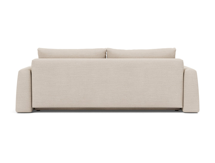 Cone Sleeper Sofa by Innovation Living in Blida Sand Grey, sofa position, back view on white
