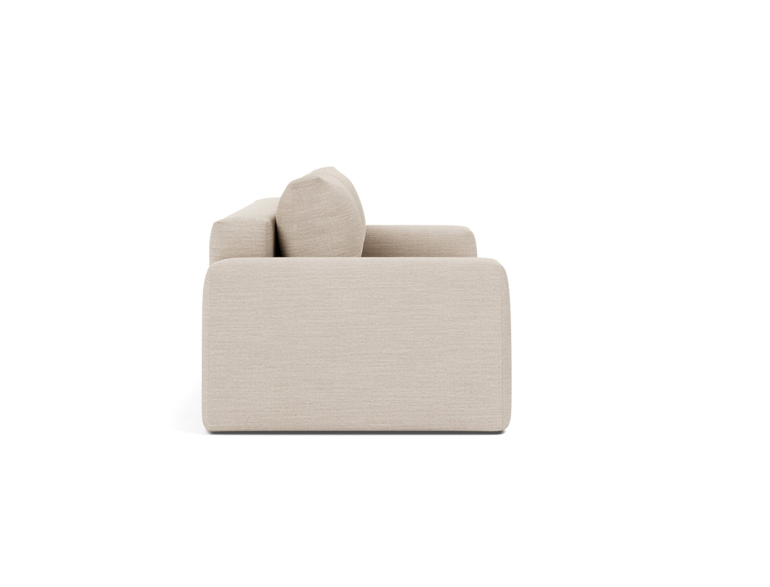 Cone Sleeper Sofa by Innovation Living in Blida Sand Grey, sofa position, side view on white