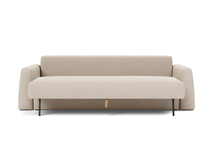 Cone Sleeper Sofa by Innovation Living in Blida Sand Grey, relax position, front view on white