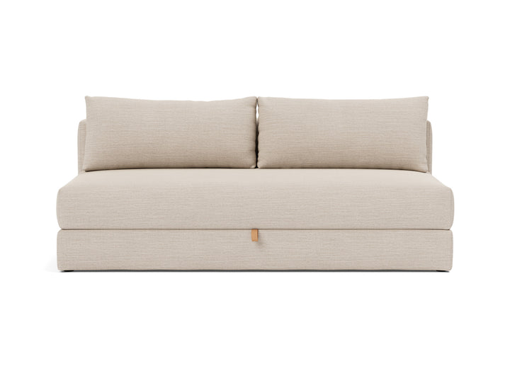 Osvald Sleeper Sofa by Innovation Living in Blida Sand Grey, sofa position, front view on white