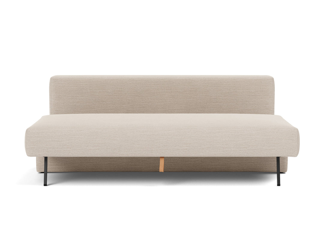 Osvald Sleeper Sofa by Innovation Living in Blida Sand Grey, relax position, front view on white