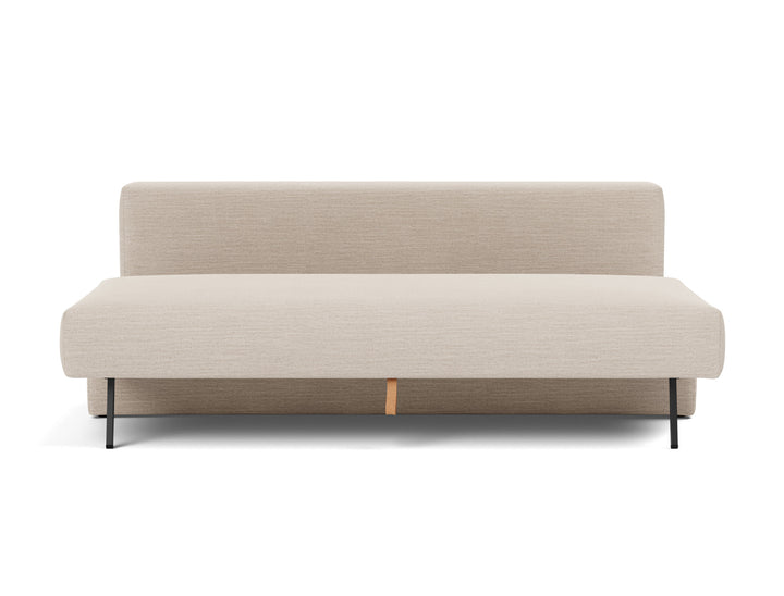 Osvald Sleeper Sofa by Innovation Living in Blida Sand Grey, relax position, front view on white
