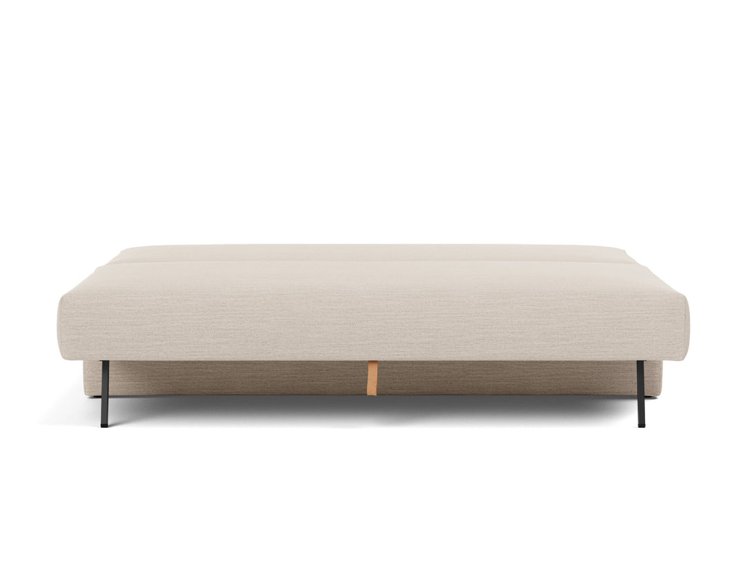 Osvald Sleeper Sofa by Innovation Living in Blida Sand Grey, bed position, front view on white