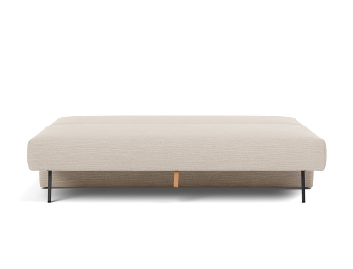 Osvald Sleeper Sofa by Innovation Living in Blida Sand Grey, bed position, front view on white