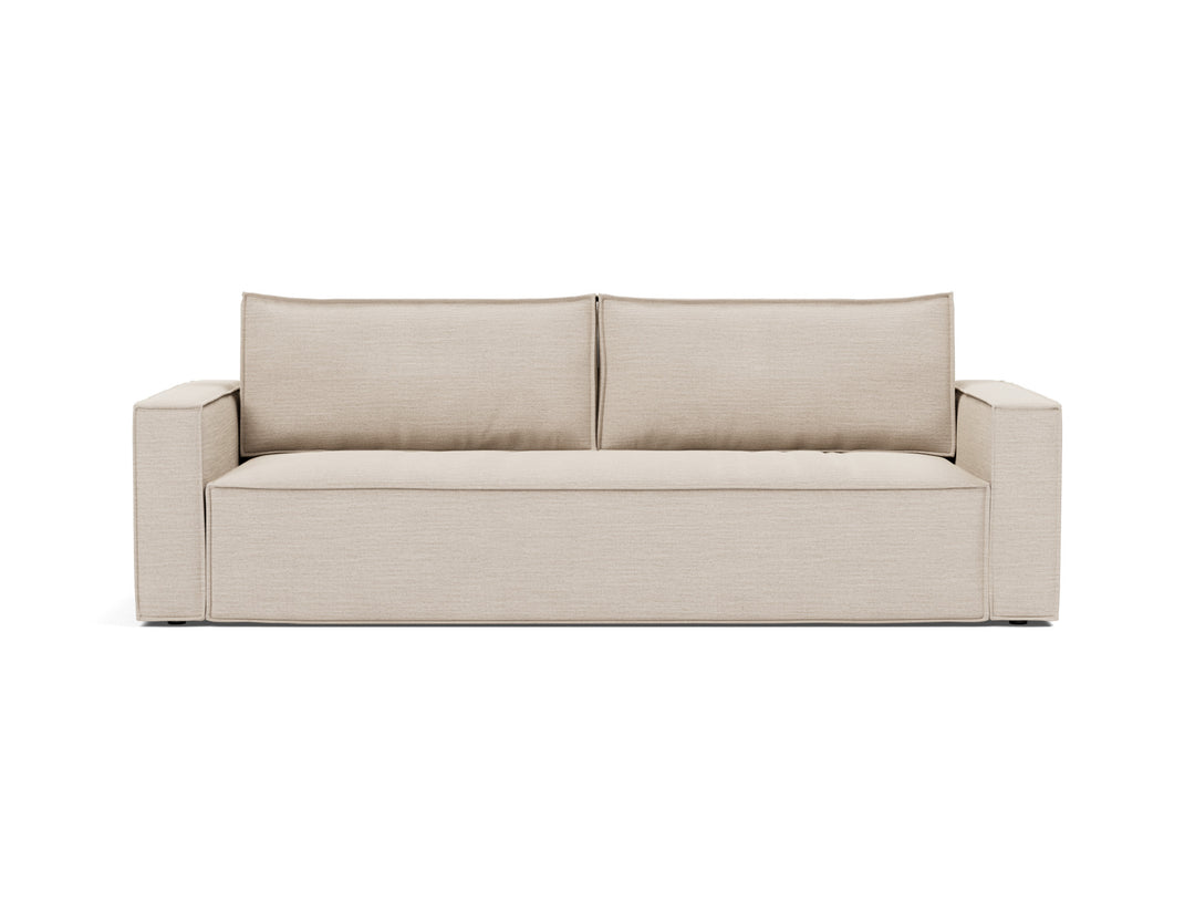 Newilla Sleeper Sofa (standard arms) by Innovation Living in Blida Sand Grey, sofa position, front view on white