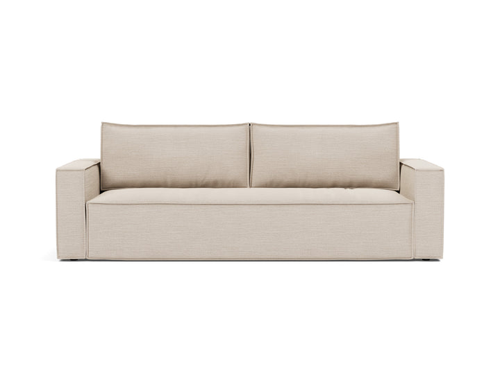 Newilla Sleeper Sofa (standard arms) by Innovation Living in Blida Sand Grey, sofa position, front view on white