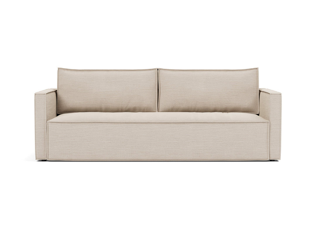 Newilla Sleeper Sofa (slim arms) by Innovation Living in Blida Sand Grey, sofa position, front view on white