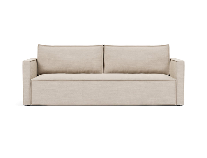 Newilla Sleeper Sofa (slim arms) by Innovation Living in Blida Sand Grey, sofa position, front view on white