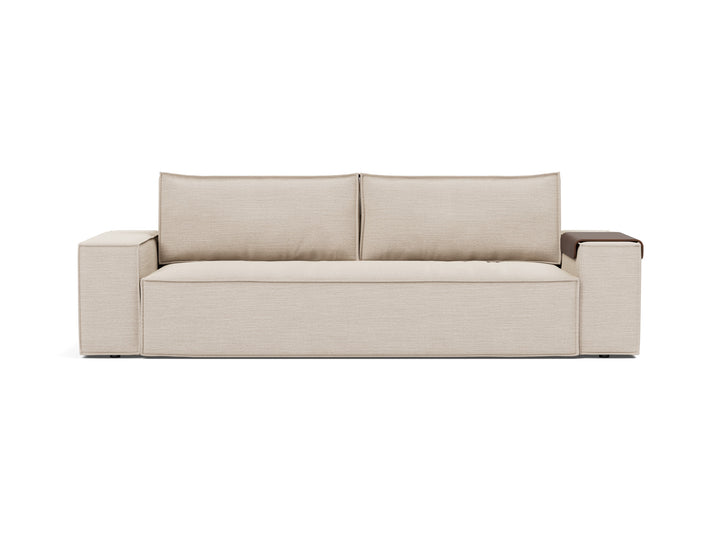Newilla Sleeper Sofa (wide arms) by Innovation Living in Blida Sand Grey, sofa position, front view on white