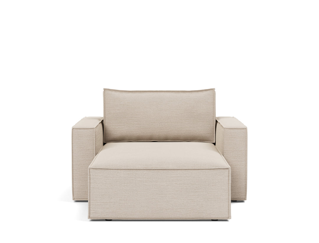 Newilla Lounger Chair (standard arms) by Innovation Living in Blida Sand Grey, sofa position, front view on white